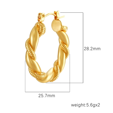 Pendientes De Aro Retorcidos Acero Inoxidable Chapado En Oro De 18K Geométricos Trenzados Joyas De Moda Para Mujer