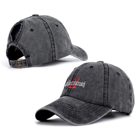 Women Ponytail Baseball Cap Washed Cotton Vintage Embroidered High Ponytail Hole Adjustable Outdoor Sport Sun Hat