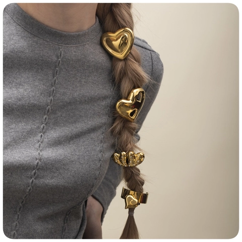 Elastici Per Capelli A Forma Di Cuore Acciaio Inossidabile Placcato Oro 18K Zircone Accessori Eleganti Da Donna