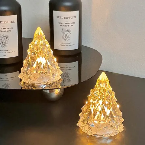 Iceberg Night Light Transparent Crystal Texture Warm Yellow LED Desktop Atmosphere Lamp For Bedroom Bedside Decor Gift