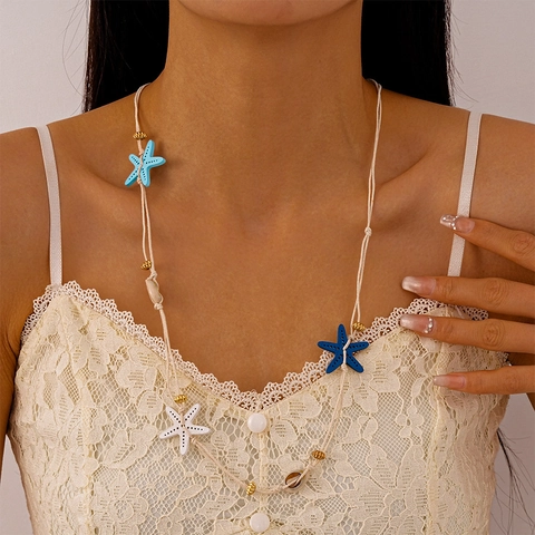 Starfish Shell Hand Woven Necklace Waist Chain Bohemian Beach Summer Resort Natural Accessories For Women Handmade Style