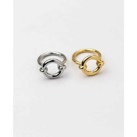 Geometrischer Ineinandergreifender Messingring Echt Vergoldet Minimalistischer Runder Stapelbarer Modeschmuck Damen