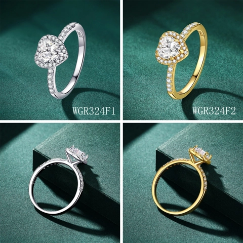 Bague de Fiançailles en Argent Sterling S925 avec Zirconia en Forme de Cœur pour Femmes Minimaliste Plqué Or Bijou