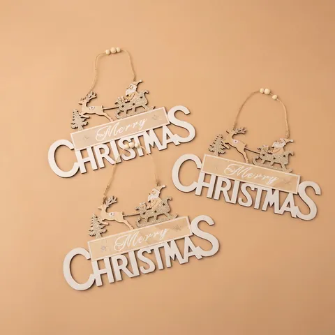 Glitzer Frohe Weihnachten Holzschild Rentier Weihnachtsmann Schlitten Wanddeko Zum Aufhängen Festlicher Hausschmuck