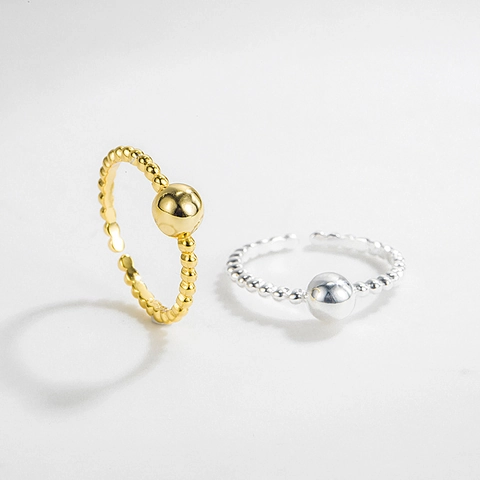 Minimalist 925 Sterlingsilber Gedreht Perlen Offener Ring Für Damen Koreanischer Stil Verstellbar Schmuck Band Geschenk