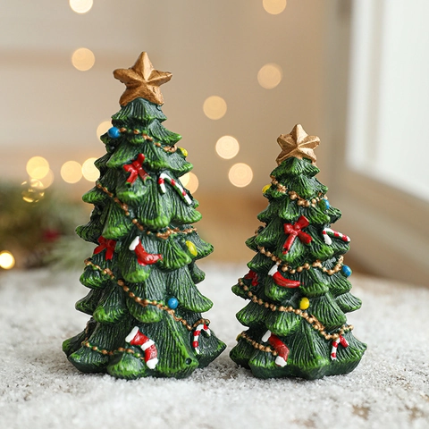 Miniature Christmas Resin Ornaments Micro Landscape Desktop Decoration Reindeer Snow House Santa Claus Festive Decor
