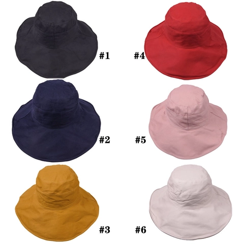 Women's Reversible Wide Brim Bucket Hat Cotton Sun Hat Foldable UV Protection Summer Beach Vacation Casual Fisherman Cap