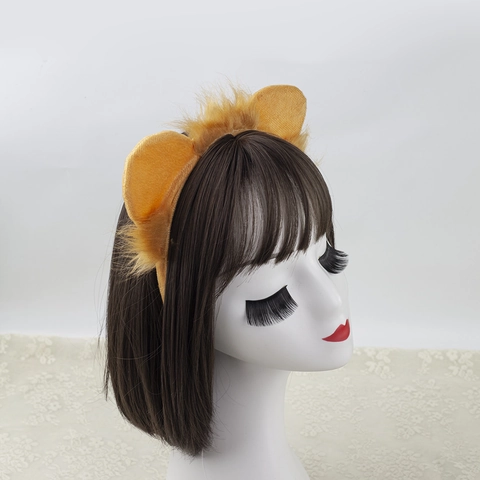 Lion Animal Costume Accessories Plush Ears Headband Tail Bowtie For Kids Halloween Party Performance Dress Up