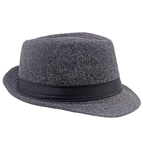 Men Fedora Hat Cotton Polyester Tweed Texture Vintage British Jazz Style With Black Ribbon Band For Men