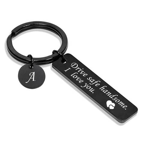 Keychain Stainless Steel Drive Safe Handsome I Love You Initial Letter Charm Car Key Ring Gift For Husband Boyfriend