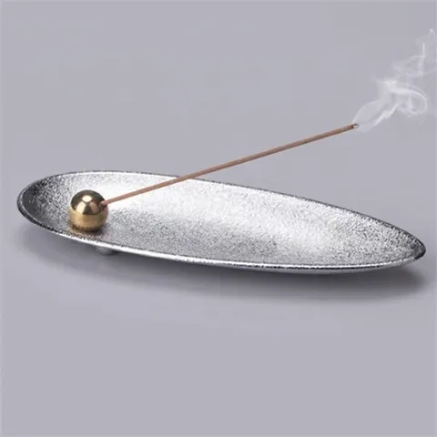Porta Incenso Metallo Forma Barca Supporto Sfera Regolabile Ceneriera Incenso Zen Moderno Arredo Casa