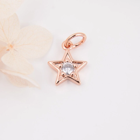 Pendentif Petite Étoile Cuivre Plaqué Or 18 Carats Zircone Cubique Charme Pour DIY Collier Bracelet Boucle D'oreille Accessoires