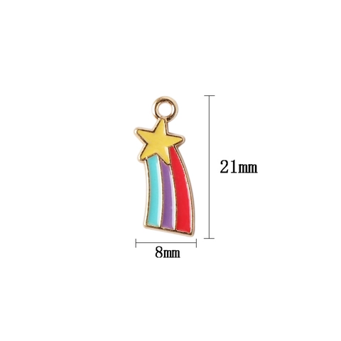 Alloy Enamel Shooting Star Charms Rainbow Star Pendants For DIY Jewelry Making Necklace Bracelet Crafting Accessories