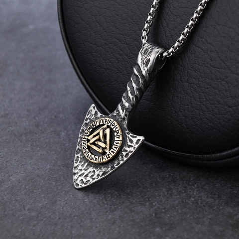 Collana Con Ciondolo A Freccia Vichinga In Acciaio Inossidabile Valknut Runa Mitologia Norrena Gioielli Uomo Stile Vintage