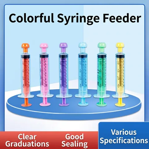Seringue De Nourrissage Jetable Plastique Distributeur De Médicaments Oraux Échelle Graduée Soins Animaux Tube Transparent Poignée Colorée