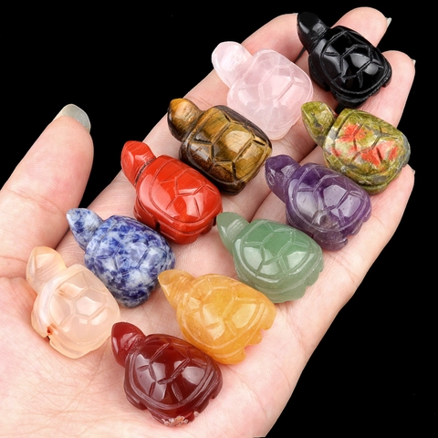 Mini Turtle Figurine Natural Crystal Gemstone Hand Carved Animal Sculpture Polished Pocket Stone Healing Meditation Desk Decor Ornament
