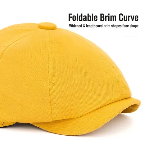 British Vintage Beret Newsboy Cap For Men Women Adjustable Breathable Cotton Blend Casual Solid Color Flat Cap