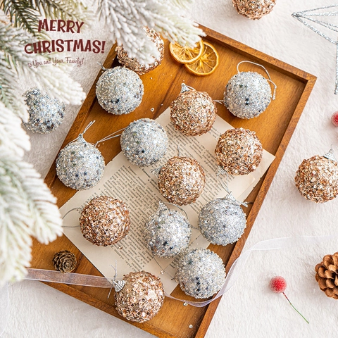 Adornos De Bolas De Navidad Colgantes Brillo Espuma Lentejuelas Estrella Decoración De Fiesta En Casa