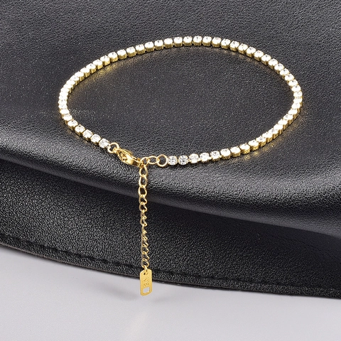 Tennis Enkelbandje Armband 316L Titanium Staal 18K Verguld Zirkonia Ingelegd Verstelbaar Voor Dames Zomer Sieraden