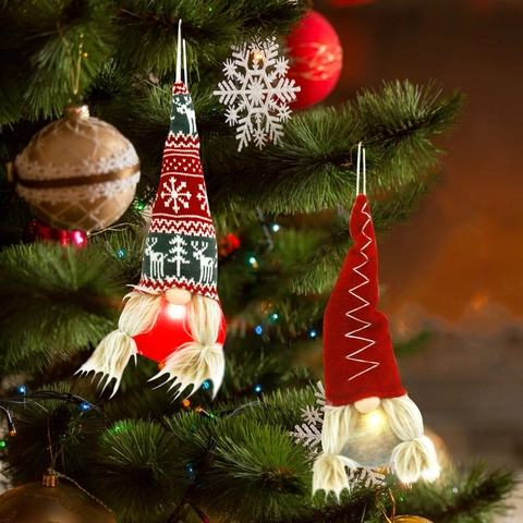 Gnomi Di Natale LED Ornamenti Appesi Tessuto A Maglia E PVC Peluche Bambola Senza Volto Arredamento Stile Nordico