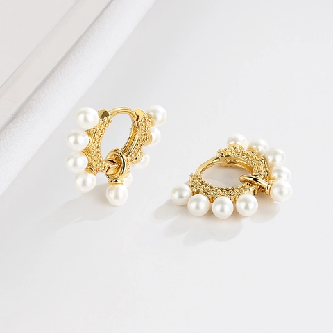 Orecchini A Cerchio In Argento Sterling Con Künstliche Perle Bianche Cerchio Geometrico Stile Minimalista Gioielli Da Donna