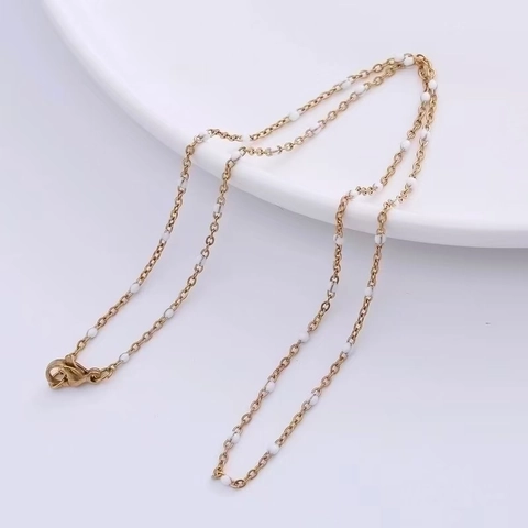 Dainty Satellite Chain Necklace 304 Stainless Steel Colorful Enamel Beads Retro Minimalist Jewelry For Women Men