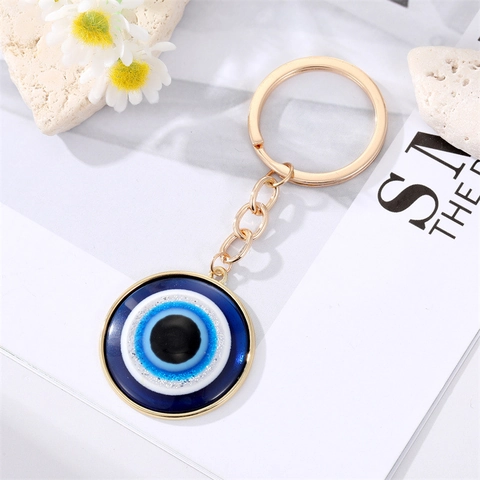 Schlüsselanhänger Mit Bösem Blick Legierung Harz Nazar Amulett Schutz Mond Schlüssel Form Tasche Anhänger
