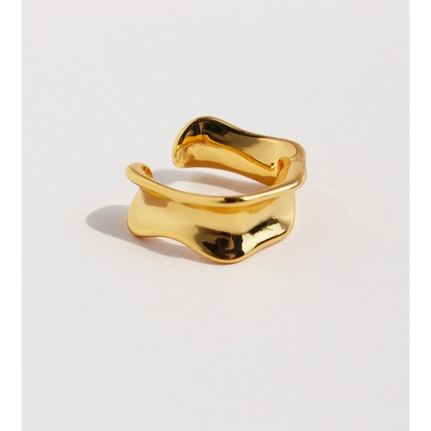 Pendientes de Clip de Latón con Ondas Irregulares Minimalistas para Mujer Sin Agujero Diseño de Pliegue Cóncavo Joyería de Moda Geométrica Chapada en Oro