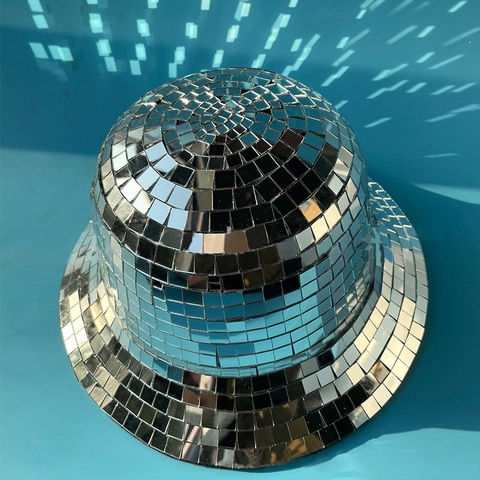 Cappello Alla Pescatora Specchio Disco Fedora Strass Cappello Cowboy Luccicante Con Frange Künstliche Perle