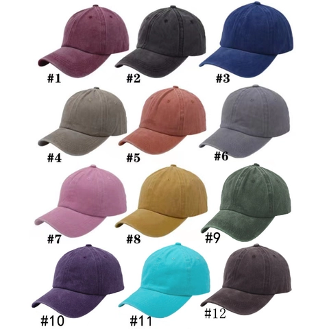 Vintage Washed Cotton Baseball Cap Distressed Solid Color Adjustable Sun Hat For Kids And Adults Casual Outdoor Sport