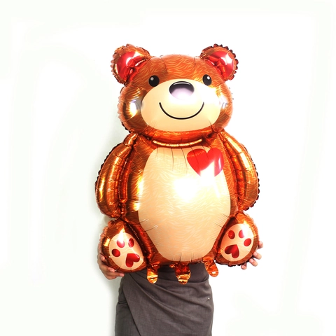 Grande Palloncino in Alluminio a Forma di Orso con Cuore Orsetto Marrone Palloncino Gonfiabile per Decorazione Festa di Compleanno Matrimonio
