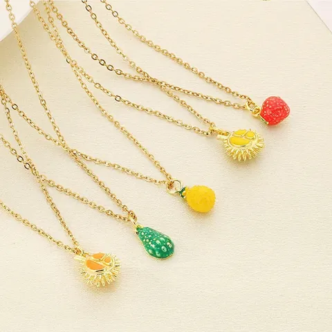 Frucht Anhänger Halskette Edelstahl Ananas Durian Avocado Erdbeere Süßer Schmuck Geschenk Für Frauen