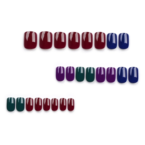 Press On Nails Solid Color Short Square Glossy Full Cover Fake Nails Artificial Finger Tips Elegant Manicure For Women