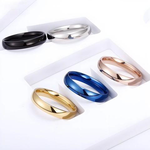 Minimalist Stainless Steel Ring High Polished Dome Plain Band Jewelry For Men Women Engagement Promise Ring