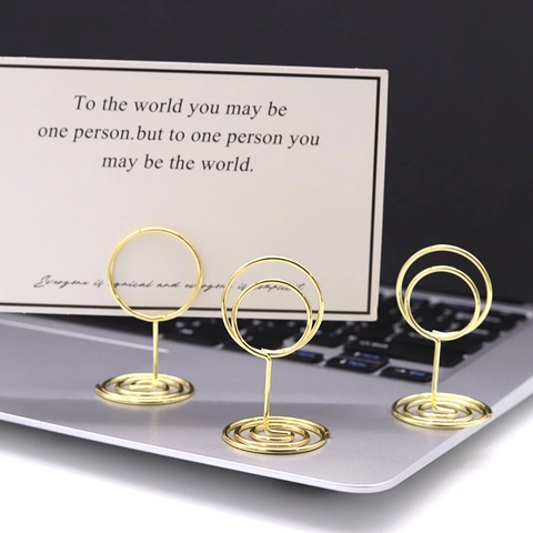 Desktop Metal Business Card Holder Memo Note Clip Spiral Base Table Number Stand Photo Organizer Wedding Office Decor