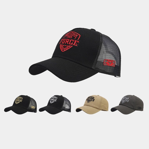 Retro Mesh Trucker Hat Breathable Cotton Baseball Cap Curved Brim Embroidered Sun Shade Adjustable Outdoor Sporty Unisex