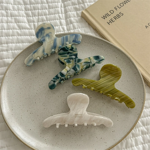 Grandi Fermagli Per Capelli In Acetato Mollette A Granchio Marmo Francese Sfumato Per Donna Accessori Per Acconciature Eleganti