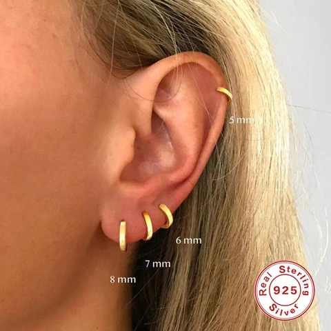 Orecchini a Cerchio Minimalisti in Argento Sterling 925 per Donna Piccoli Orecchini Huggie Placcati Oro Argento Oro Rosa