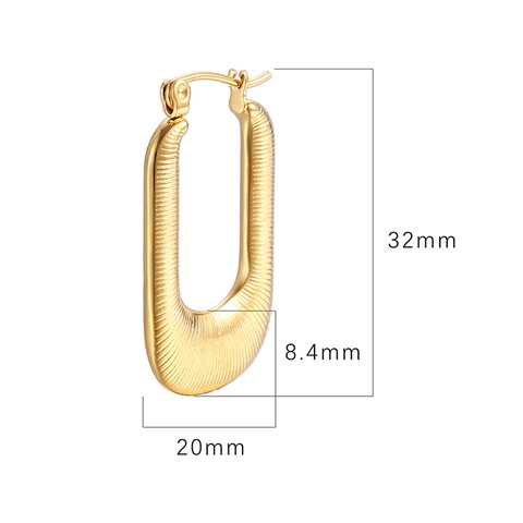 Orecchini In Acciaio Inossidabile A Forma Di U Da Donna Texture A Righe Minimalista Orecchini Rettangolari In Acciaio Al Titanio Gioielli Di Moda