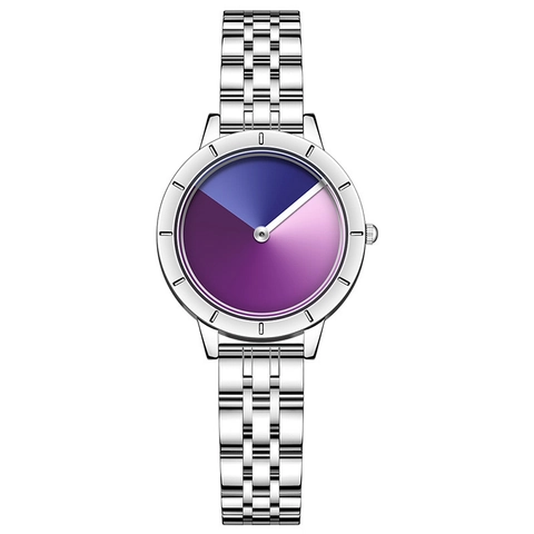 Minimalist Women Quartz Watch Gradient Color Dial Stainless Steel Strap Waterproof Fashion Artistic Elegant Wristwatch