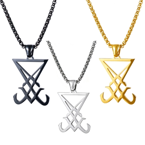 Collana Con Pendente Sigillo Di Lucifero Acciaio Inossidabile Gotico Simbolo Occulto Gioielli Per Uomo Stile Misterioso