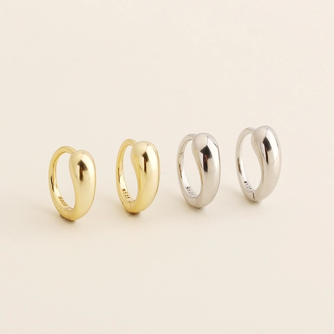 925 Sterling Silver Water Drop Hoop Earrings Minimalist Huggie Earrings Gold Silver Plated Bean Shape Fashion Jewelry For Women