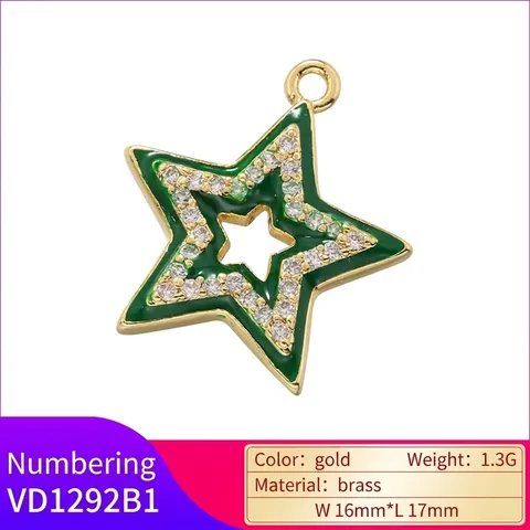 Star Pendant Hollow Star Copper With Enamel And Cubic Zirconia For DIY Jewelry Making Chic Luxury Fashion Necklaces