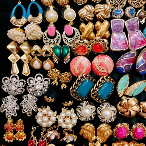 Vintage Palast Stil Ohrringe Kupfer Mit Silbernem Ohrstecker Emaille Künstliche Perle Eingelegt Geometrische Blumenform Schmuck Für Damen