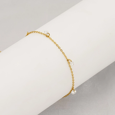 Zirkon Zierliches Armband Für Damen 18K Vergoldet Edelstahl Minimalistischer Luxus Schmuck Geschenk Zubehör
