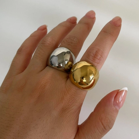 Chunky Dome Ring 316L Stainless Steel 18K Gold Plated Waterproof Mirror Polished Minimalist Fashion Jewelry For Women