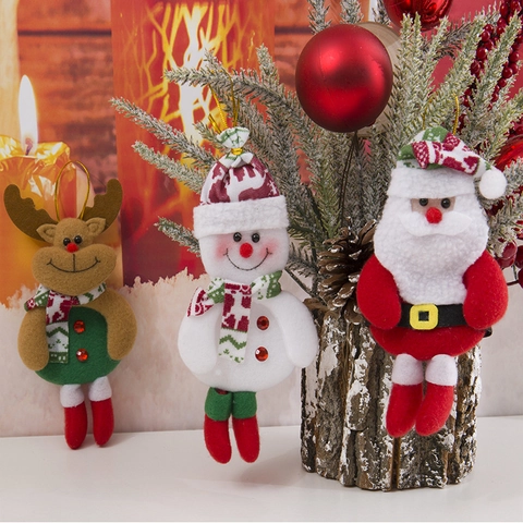 Adornos Colgantes Árbol Navidad Felpa Papá Noel Muñeco Nieve Reno Oso para Decoración Fiesta Hogar Regalo
