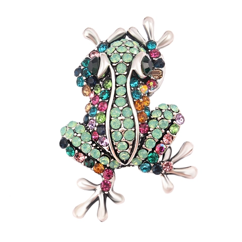 Vintage Frosch Brosche Pin Legierung Mehrfarbig Strass Tier Reversnadel Für Kleidung Dekor Damen Herren Schmuck Geschenk