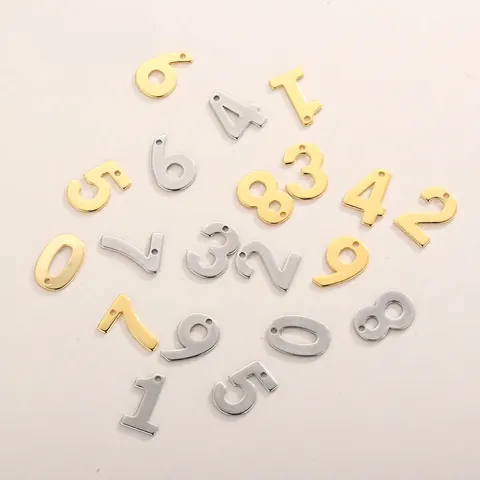 Dijes De Números Arábigos De Acero Inoxidable Minimalistas Para Fabricación De Joyas DIY Collar Pendientes Accesorios