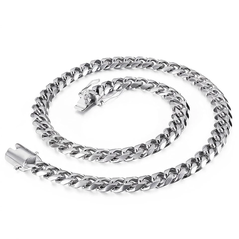 Cuban Link Chain Necklace Bracelet 316L Stainless Steel Polished Hip Hop Punk Chunky Thick Chain Jewelry For Men Women